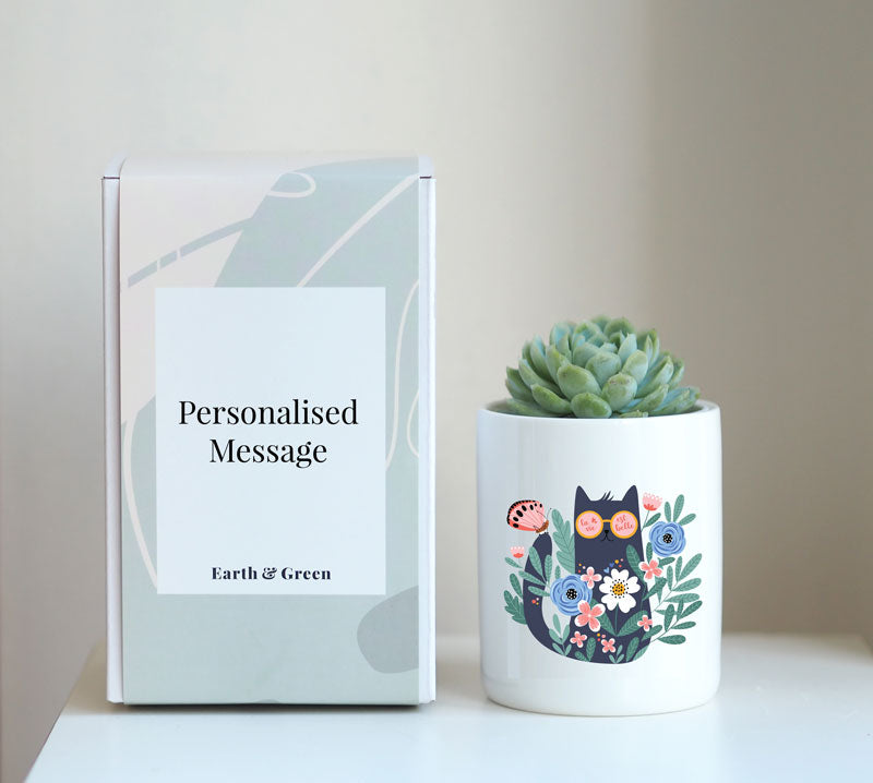 Floral Cat – Personalisable Succulent Gift Box