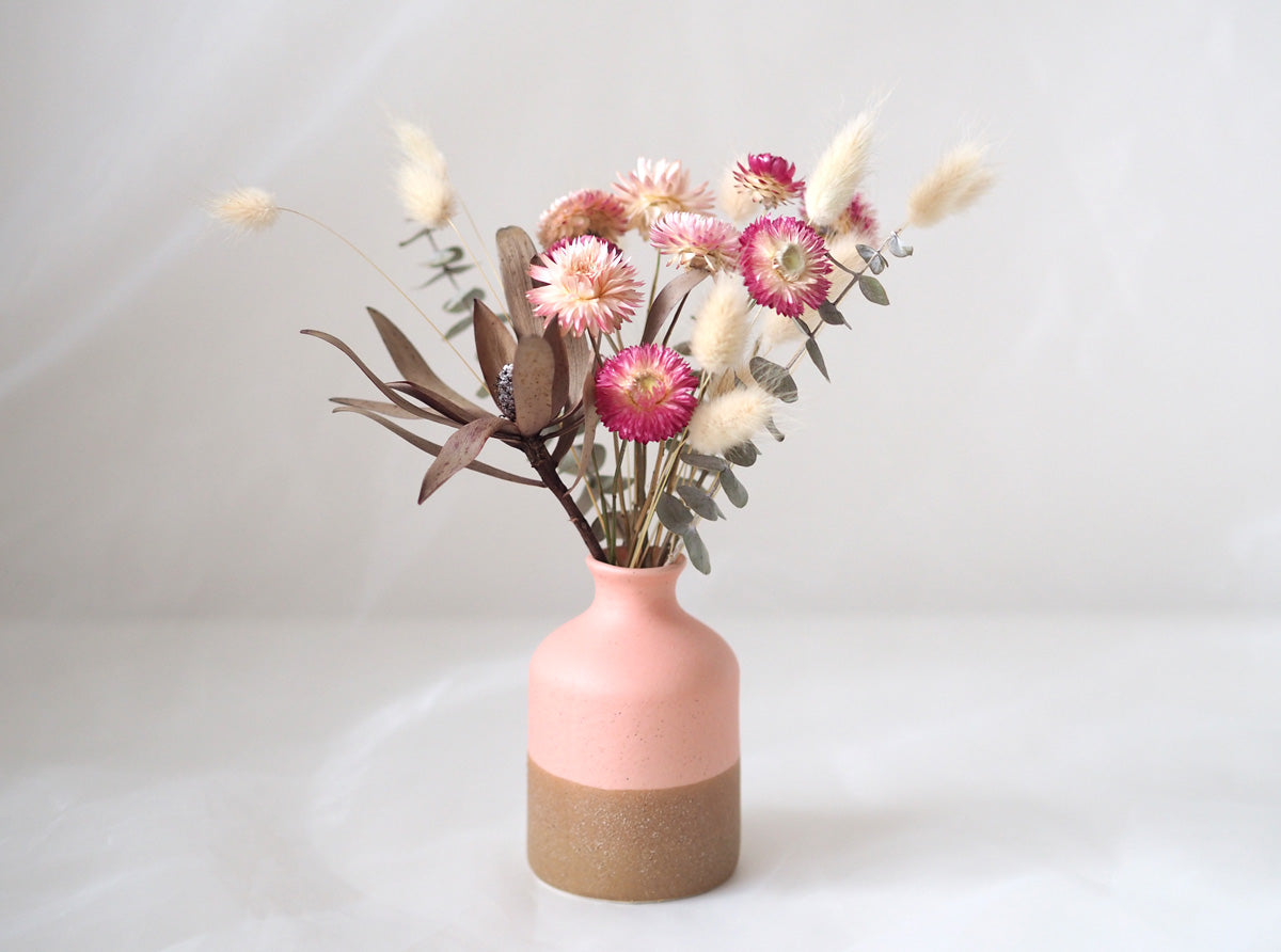 MEI - Dried pink strawflowers in a pink vase image 0