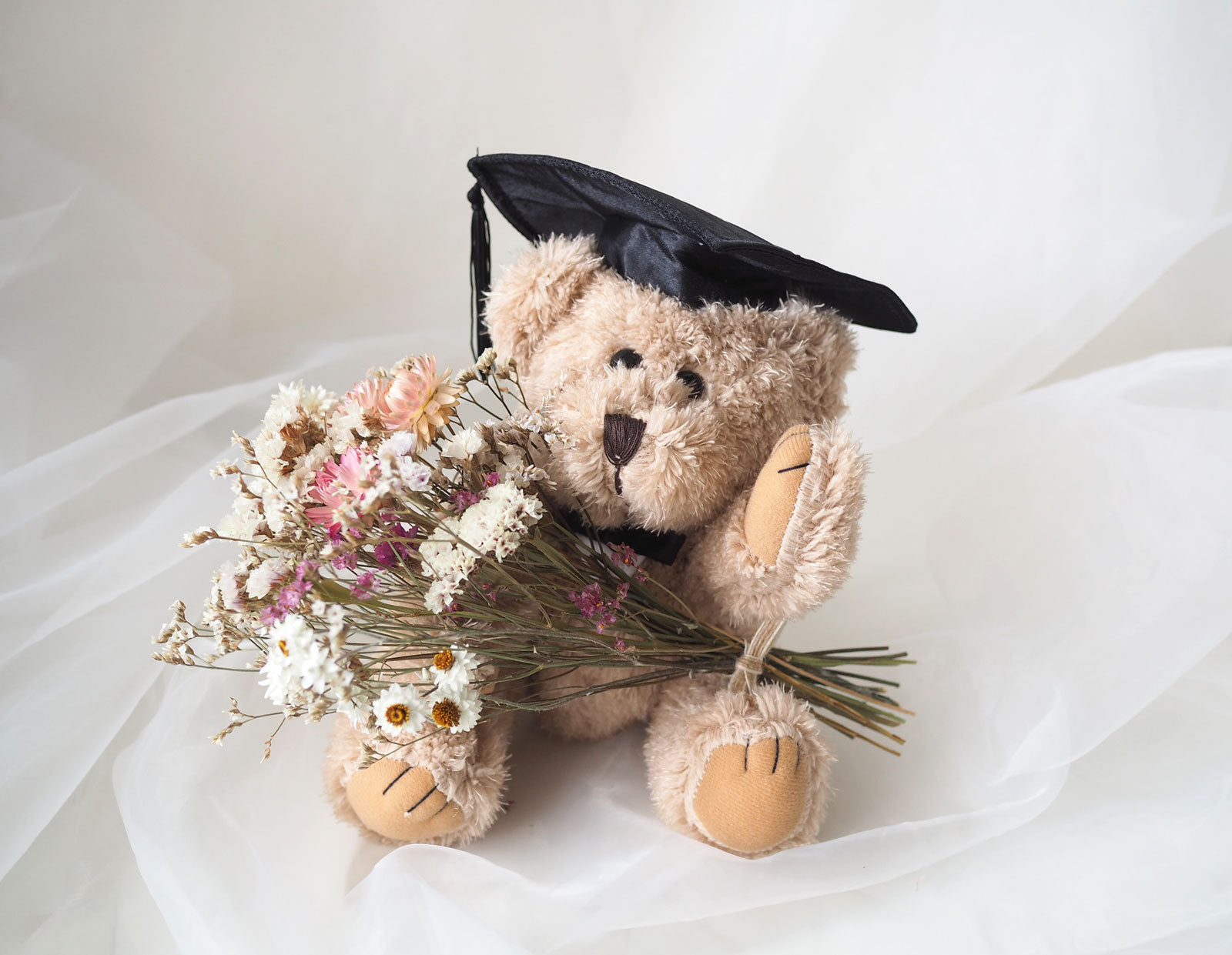 Graduation Teddy Bear with Dried Flowers