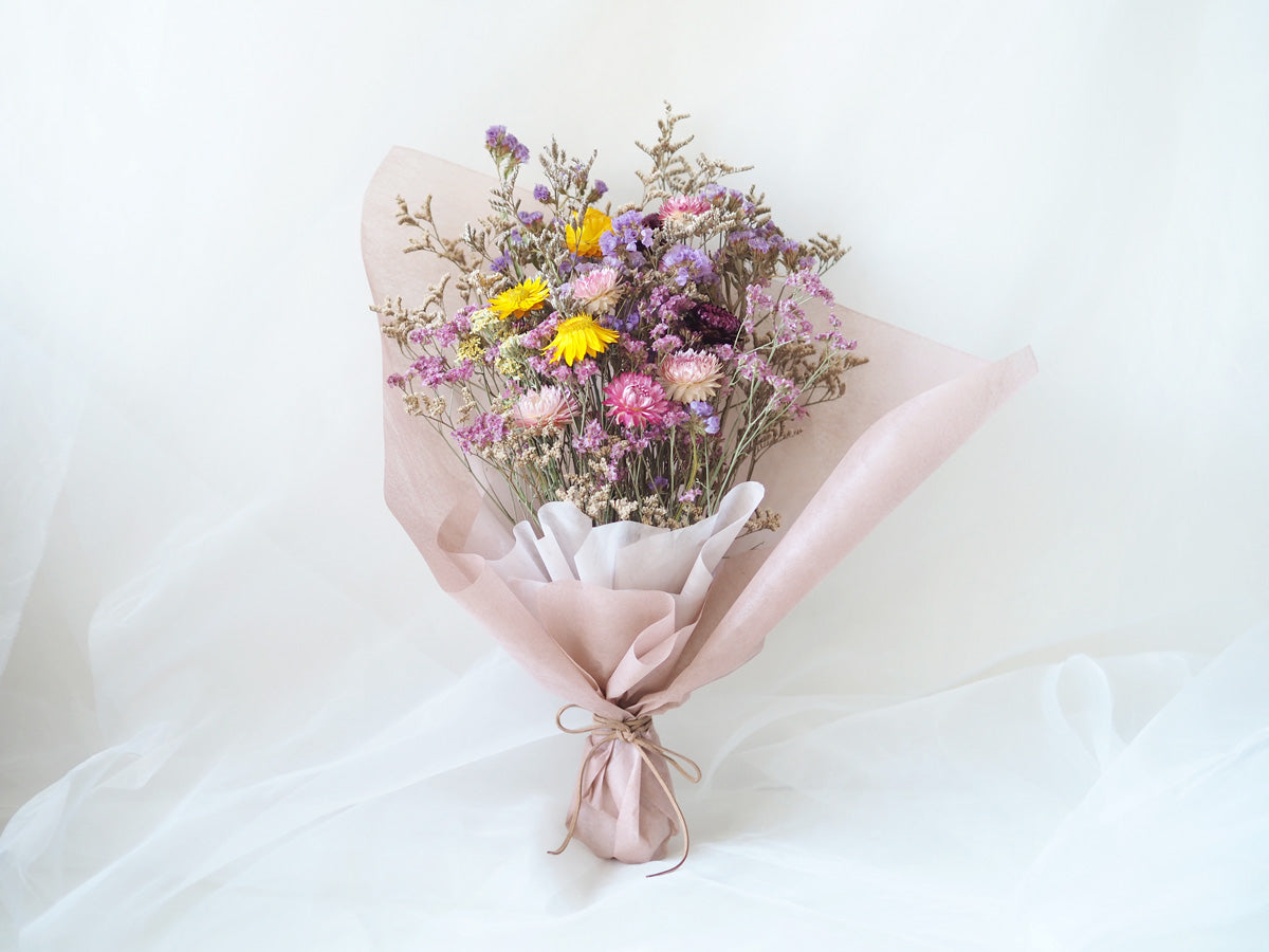 JESS - dried flower bouquet in pink, yellow and lilac -1