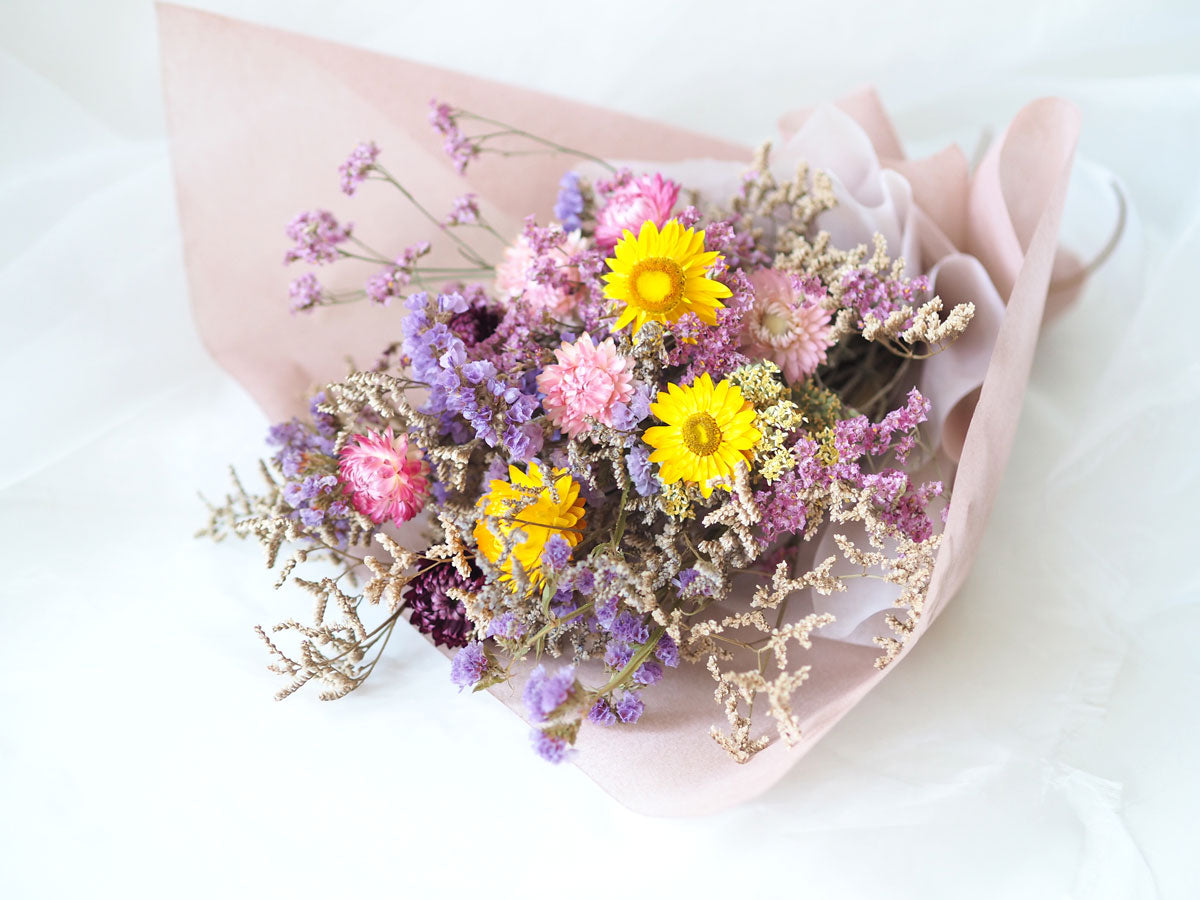 JESS - dried flower bouquet in pink, yellow and lilac-2