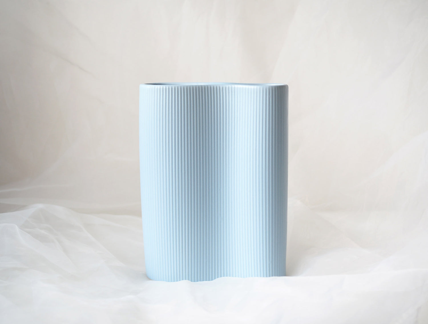 AZUREA - Large Curvy Ceramic Vase in Matte Blue