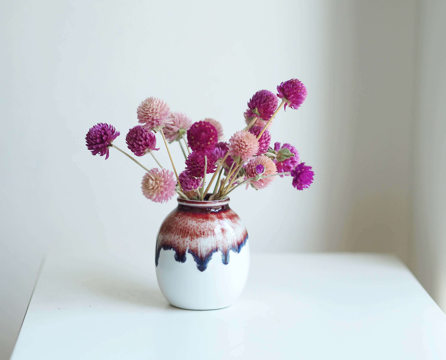 POM POM - dried flowers in a petite ceramic vase