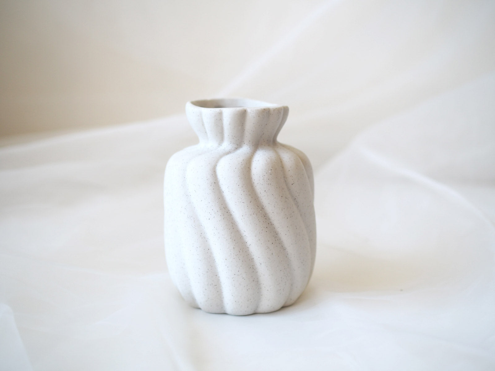 SYLVIE Speckled White Ceramic Swirl Vase