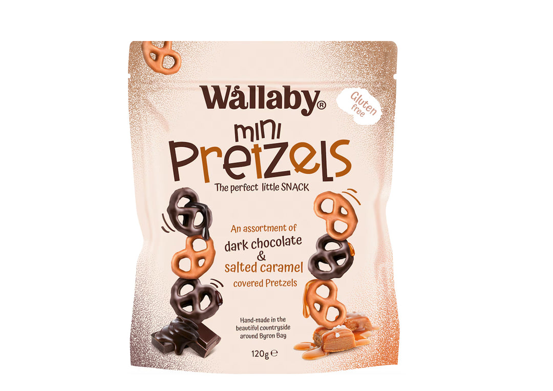 Wallaby Mini Assorted Chocolate Pretzels 120g