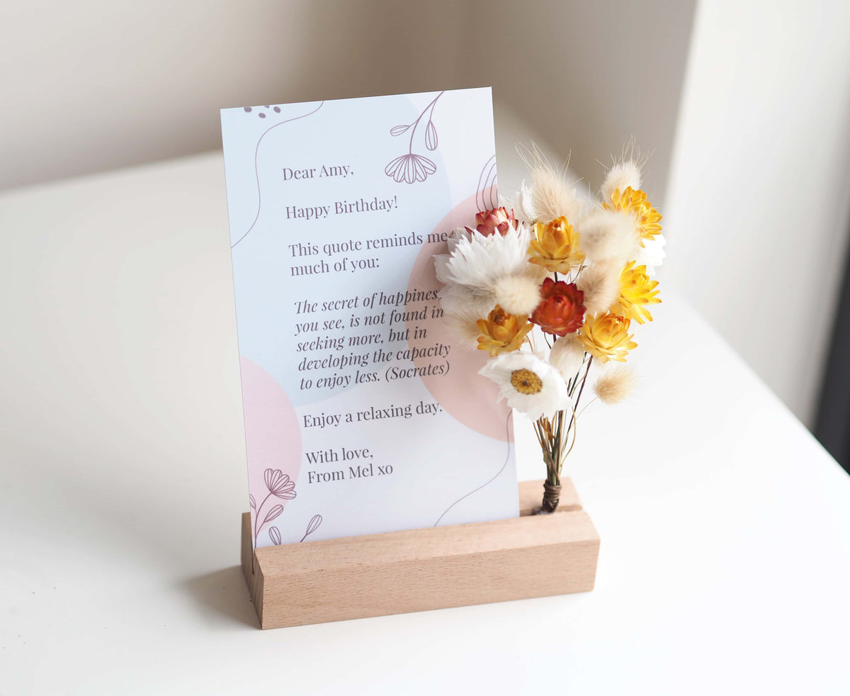 Yellow Dried Flower Card Holder + Card Printing-1