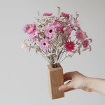 SAKURA – dried pink paper daisies in a wooden vase